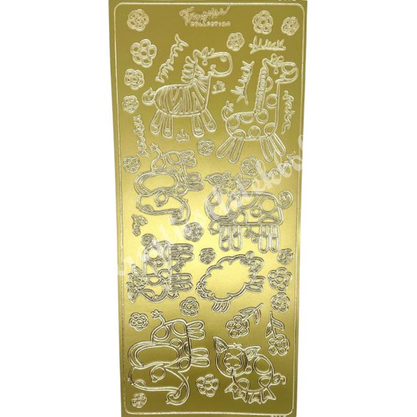 Kontúrmatrica, állatok, arany, 10x23 cm