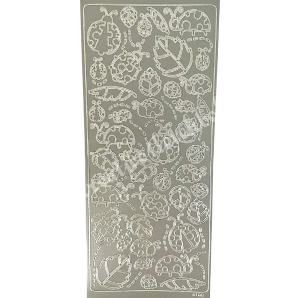 Kontúrmatrica, katicák és levelek, ezüst, 10x23 cm