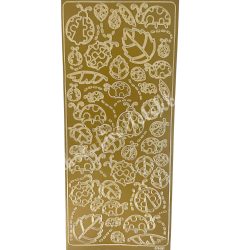 Kontúrmatrica, katicák és levelek, arany, 10x23 cm