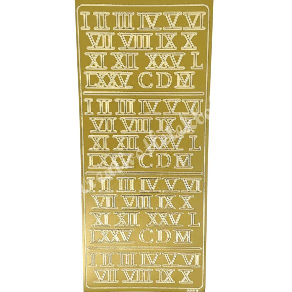 Kontúrmatrica, római számok, arany, 10x23 cm