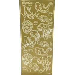 Kontúrmatrica, afrikai állatok, arany, 10x23 cm