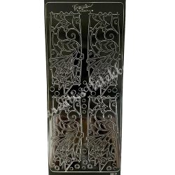 Kontúrmatrica, pávák, fekete, 10x23 cm