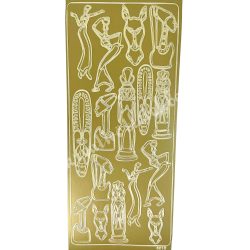 Kontúrmatrica, afrikai minták, arany, 10x23 cm