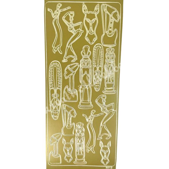Kontúrmatrica, afrikai minták, arany, 10x23 cm