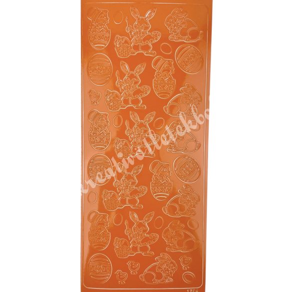 Kontúrmatrica, húsvét, tojás és nyuszi, narancs, 10x23 cm