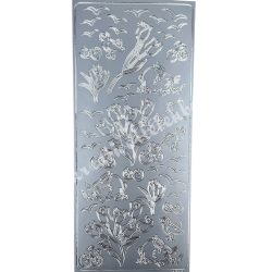   Kontúrmatrica, húsvét, tulipán, nyuszi és csibe, ezüst, 10x23 cm