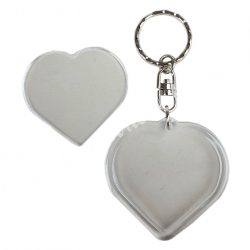 Kulcstartó műanyag fényképtartóval, szív, 5x9,5 cm