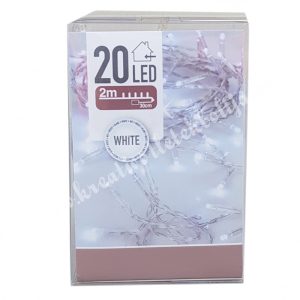 LED-es égősor, 20 izzós, hideg fehér