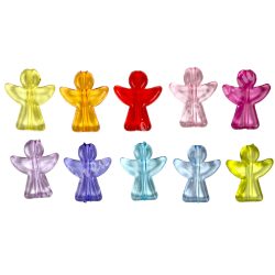 Fűzhető műanyag angyal, 2x2,5 cm