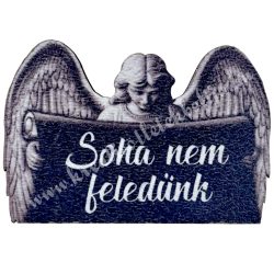 Mdf tábla, angyal, Soha nem feledünk, 5x3,5 cm