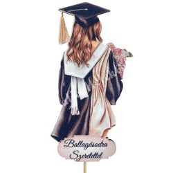 Betűzős mdf tábla, ballagó lány, 7,5x14 cm