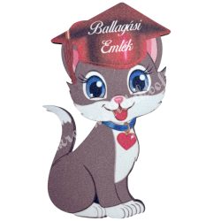 Mdf tábla, cica, 6,5x12 cm