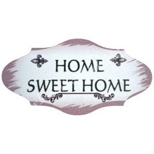 Mdf tábla, Home sweet home, mályva, 10x5 cm