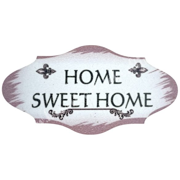 Mdf tábla, Home sweet home, mályva, 10x5 cm