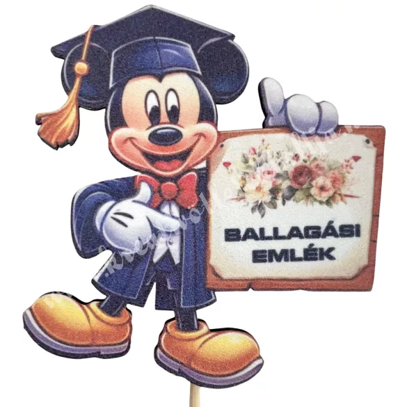 Betűzős mdf tábla, Mickey egér, 8x8 cm