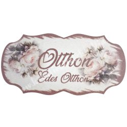  Mdf tábla, virágok, otthon édes otthon felirattal, 10x5 cm