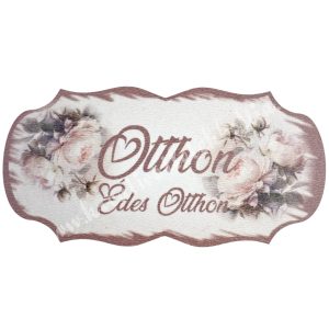 Mdf tábla, virágok, otthon édes otthon felirattal, 10x5 cm