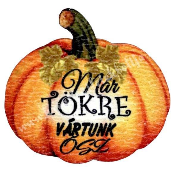 Mdf tábla, tök felirattal, 3,5x3,2 cm