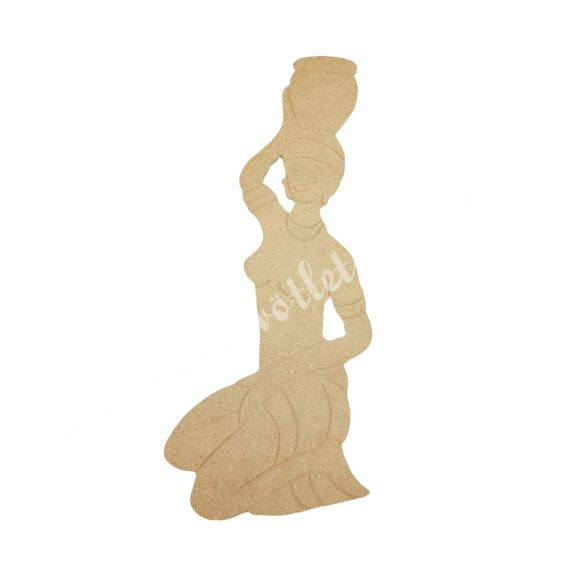 Mdf figura, afrikai nő korsóval, 11,7x26,5 cm