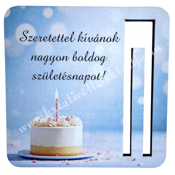 Mdf pénzátadó, születésnap, 8,5x8,5 cm