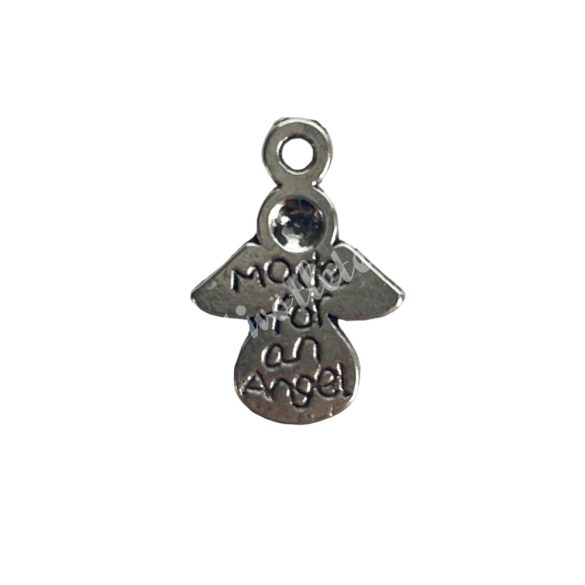 Fémmedál, angyal, ezüst, 1,4x1,8 cm