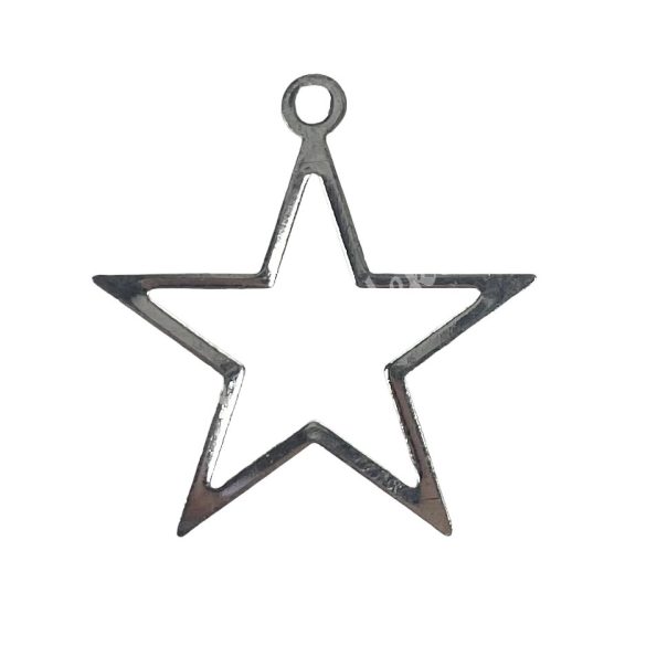 Fémmedál, csillag, ezüst, 1,7x1,9 cm