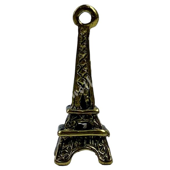 Fémmedál, Eiffel-torony, antikarany, 0,9x2,4 cm