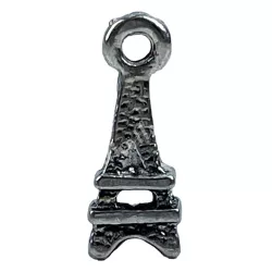 Fémmedál, Eiffel-torony, antikezüst, 0,5x1,3 cm