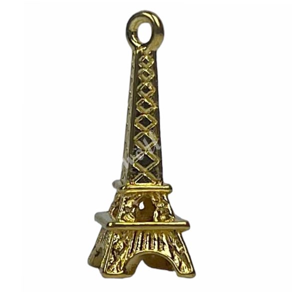 Fémmedál, Eiffel-torony, arany, 0,9x2,4 cm