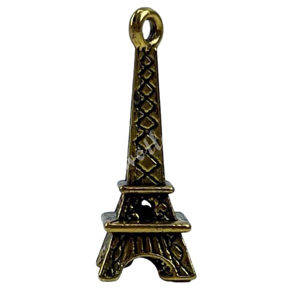 Fémmedál, Eiffel-torony, antikarany, 0,9x2,4 cm