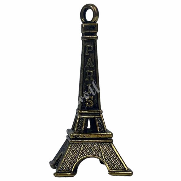Fémmedál, Eiffel-torony, antikarany, 2,2x5 cm