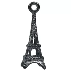 Fémmedál, Eiffel-torony, antikezüst, 0,9x2,4 cm