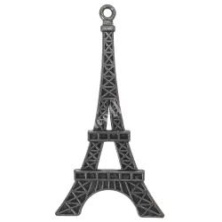 Fémmedál, Eiffel-torony, antikezüst, 3,7x7 cm