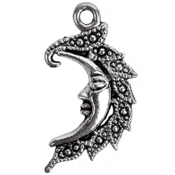 Fémmedál, hold, platina,1,5x2 cm