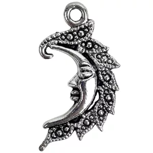 Fémmedál, hold, platina,1,5x2 cm