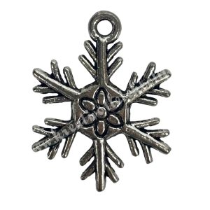 Fémmedál, hópehely, platina, 2x2,5 cm