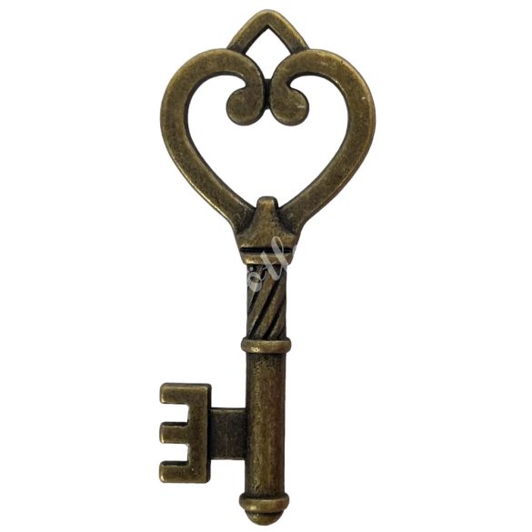 Fémmedál, kulcs, antikréz, 2x4,5 cm