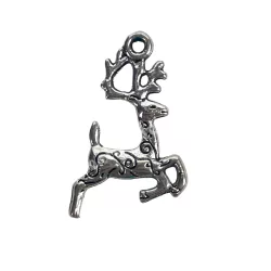 Fémmedál, szarvas, platina, 1,5x2,2 cm