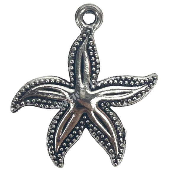 Fémmedál, tengeri csillag, platina, 2,4x2,5 cm