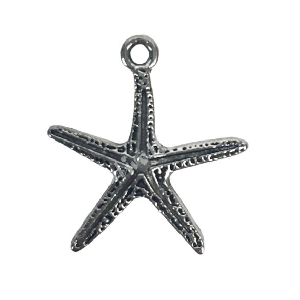 Fémmedál, tengeri csillag, platina, 2x2 cm