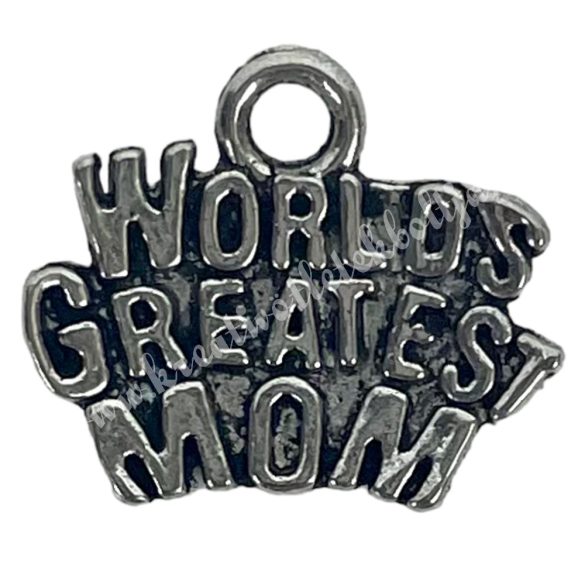Fémmedál, World Greatest Mom, ezüst, 1,5x1,2 cm