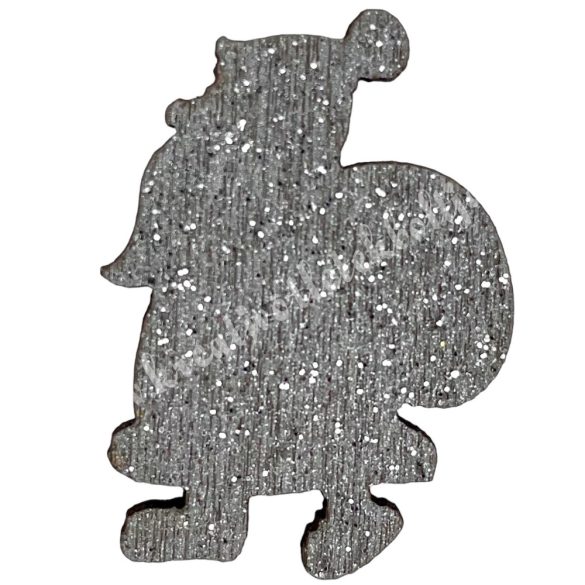 Ragasztható figura, ezüst mikulás, 2x3 cm