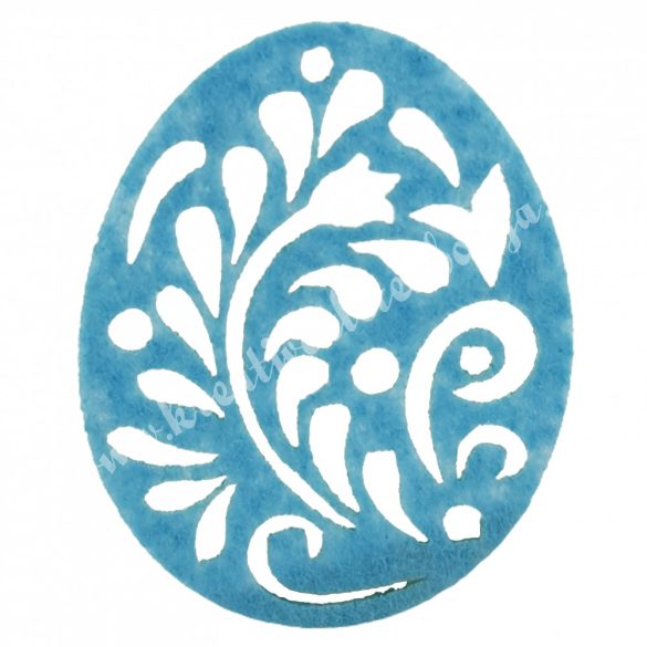 Filc tojás, kék, inda mintával, 5x6,5 cm