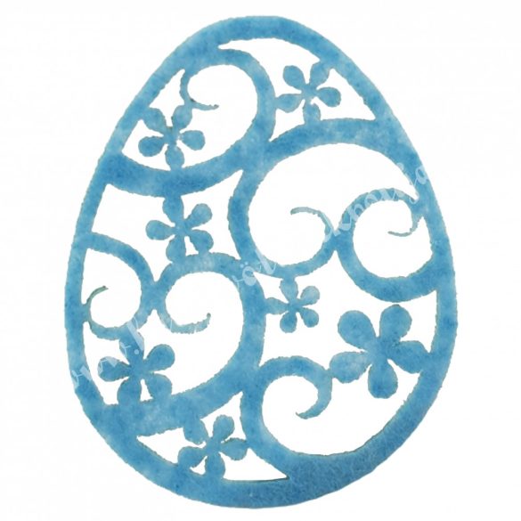 Filc tojás, kék, virág mintával, 5x6,5 cm