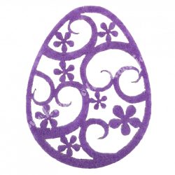 Filc tojás, lila, virág mintával, 5x6,5 cm