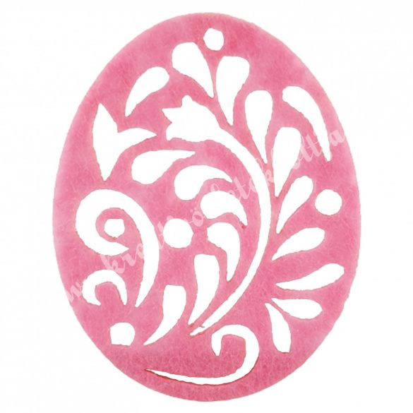 Filc tojás, rózsaszín, inda mintával, 5x6,5 cm
