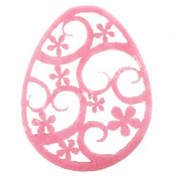 Filc tojás, rózsaszín, virág mintával, 5x6,5 cm