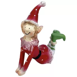 Polyresin elf lány, 10,5x10,5 cm