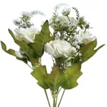 Rózsacsokor rezgővel, krém, 30 cm