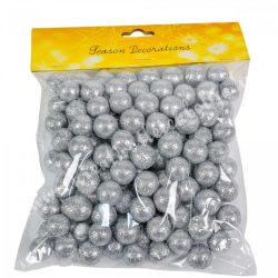 Hungarocell csillámos golyók, ezüst, 2 cm, 30 gr/csomag